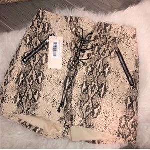Snake skin Tie up shorts